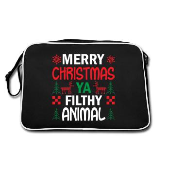 Merry christmas ya filthy animal - Retro Tasche - Schwarz/Weiß - Hinten