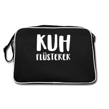 Kuh Flüsterer - Retro Tasche - Schwarz/Weiß - Hinten