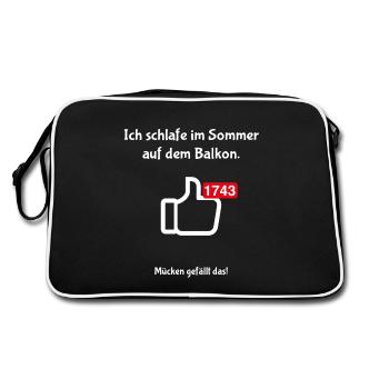 Mücken gefällt das! - Retro Tasche - Schwarz/Weiß - Hinten