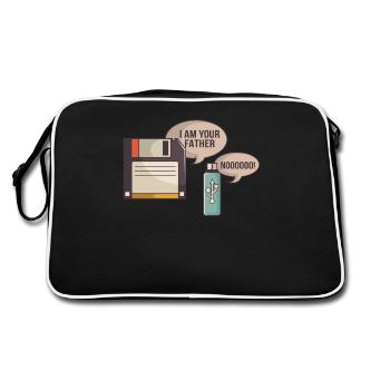 USB Floppy Disk I on Your Father | Computer Nerd - Retro Bag - black/white - Back