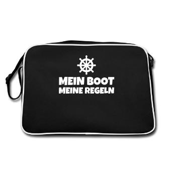 Mein Boot Meine Regeln - Retro Tasche - Schwarz/Weiß - Hinten