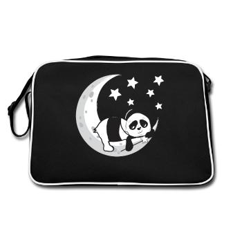 PANDA Sleep tired - Retro Bag - black/white - Back