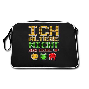 Gamer Videospieler Gaming Computerspiele - Retro Tasche - Schwarz/Weiß - Hinten