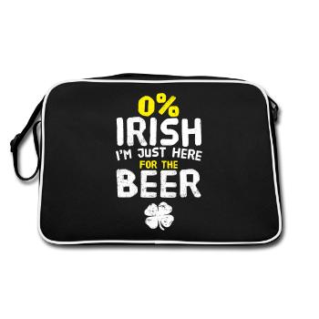 0% Irish Just Here für das Bier St. Patrick's Day - Retro Tasche - Schwarz/Weiß - Hinten