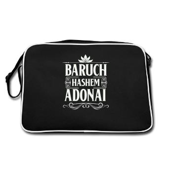 Baruch Hashem Adonai - Retro Tasche - Schwarz/Weiß - Hinten