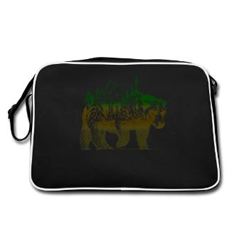 Bear nature landscape mountains - Retro Bag - black/white - Back