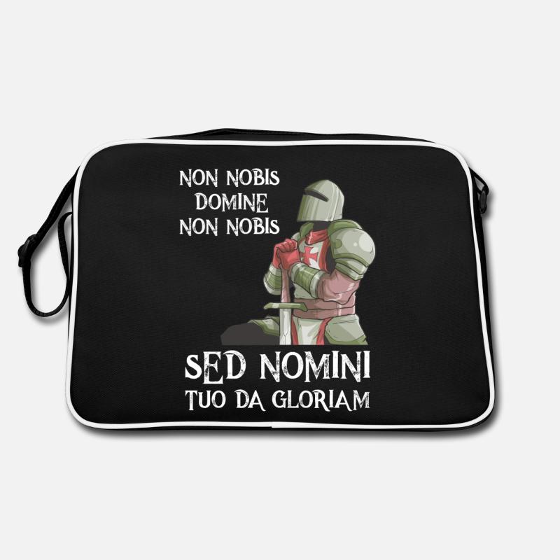 Tempelritter Grafik Templer Tempel Ritter Gebet - Retro Tasche - Schwarz/Weiß