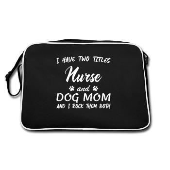 Infirmière chien maman, infirmière, pour infirmière, cadeau infirmière maman, - Sac Retro - noir/blanc - Dos