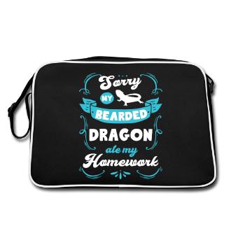 Dragon barbu Dragon barbu drôle - Sac Retro - noir/blanc - Dos