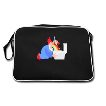 Cadeau arc-en-ciel drôle de clown vomissant - Sac Retro - noir/blanc - Dos