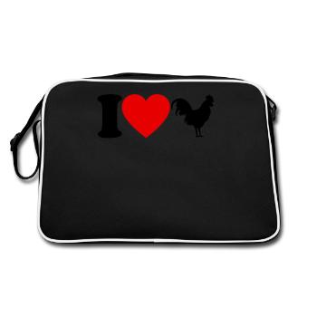 J'aime le cadeau de coeur de poulets J'aime le poulet - Sac Retro - noir/blanc - Dos