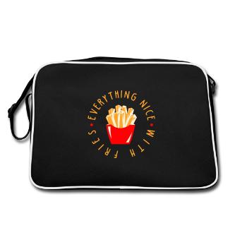 Everything nice with french fries - Retro Bag - black/white - Back