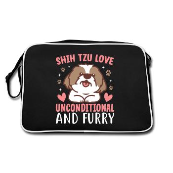 Shih Tzu Love unconditional and furry - Retro Bag - black/white - Back