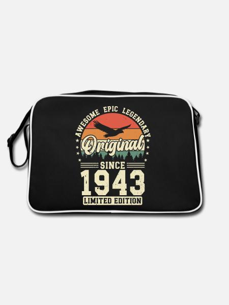 1943: Zeitlos Legendär - Retro Tasche - Schwarz/Weiß - Hinten