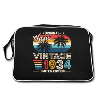 Stilvoller 90. Geburtstag - Jahrgang 1934 - Retro Tasche - Schwarz/Weiß - Hinten