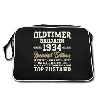 Vintage 1934 - 90. Geburtstag - Retro Tasche - Schwarz/Weiß - Hinten