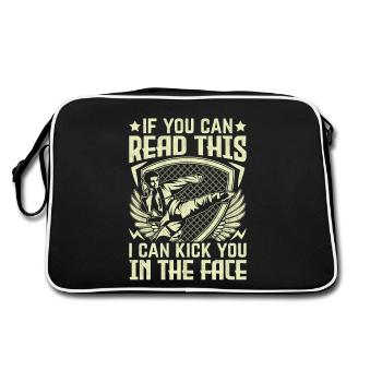 Wenn du das lesen kannst, kann ich dir ins Gesicht treten - Retro Tasche - Schwarz/Weiß - Hinten