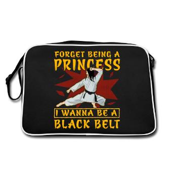 Vergiss es, eine Prinzessin zu sein, ich will ein Schwarzgurt sein - Retro Tasche - Schwarz/Weiß - Hinten