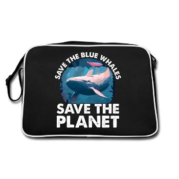 Sauvez les baleines bleues sauvez la planète - Sac Retro - noir/blanc - Dos