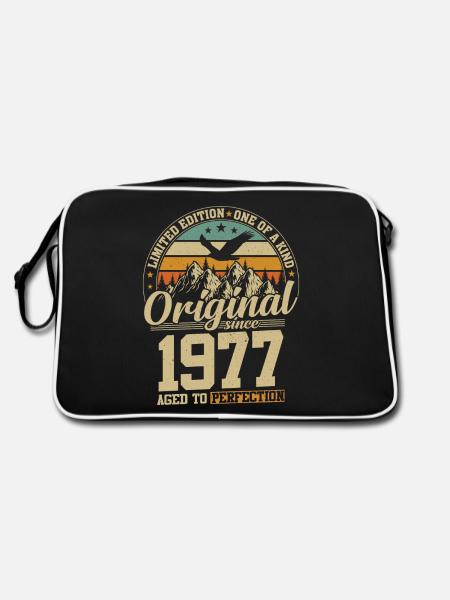 47 Year 1977 Birthday Gift Limited Edition - Retro Bag - black/white - Back