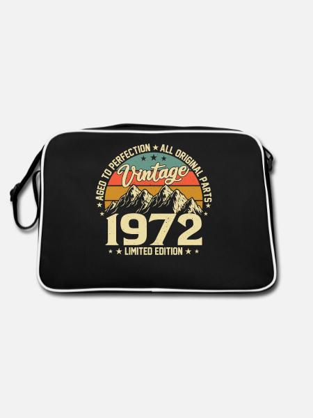 Perfekt gereift 1972 52. Geburtstag Jahrgang - Retro Tasche - Schwarz/Weiß - Hinten