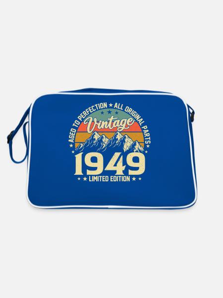 Aged to Perfection 1949 75th Anniversary Vintage - Retro Bag - blue/white - Back