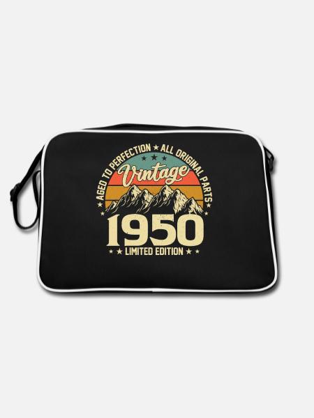 Zur Perfektion gereift 1950 74. Geburtstag Jahrgang - Retro Tasche - Schwarz/Weiß - Hinten