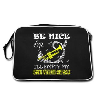 Trumpet Be Nice Or I'll Empty My Spit Valve On You - Retro Bag - black/white - Back