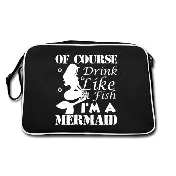 Mermaid Of Course I Drink Like A Fish - Retro Bag - black/white - Back