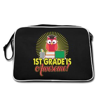 First Grade Teacher 1st Grade Is Awesome - Retro Bag - black/white - Back