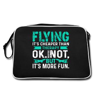 Pilot Flying Is Cheaper Than Therapy - Retro Bag - black/white - Back