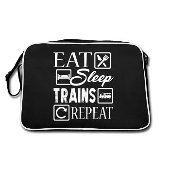 Model Railroader Eat Sleep Trains Repeat - Retro Bag - black/white - Back