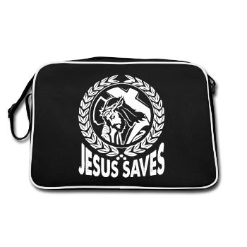 Jesus Saves Whole Lives - Retro Bag - black/white - Back