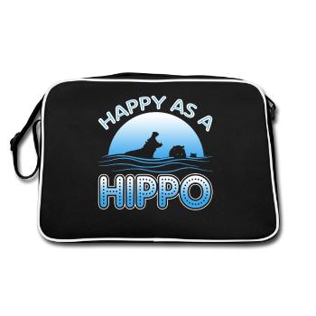 Happy As A Hippo - Retro Bag - black/white - Back