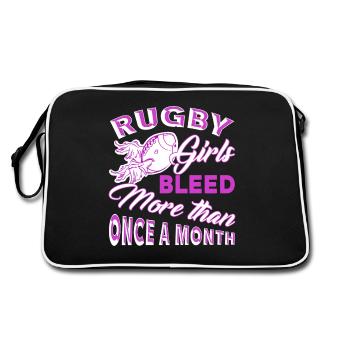 Rugby Girl Bleed More Than Once A Month - Retro Bag - black/white - Back