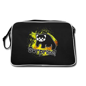 Red Panda Surprise - Retro Bag - black/white - Back