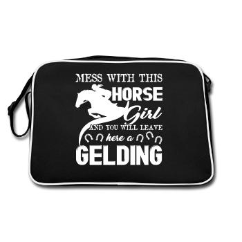 Mess With This Horse Girl - Retro Bag - black/white - Back