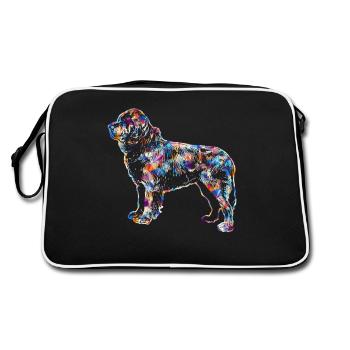 Newfoundland Dog Geometric - Retro Bag - black/white - Back