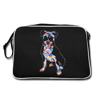 Boxer Dog Geometric - Retro Bag - black/white - Back