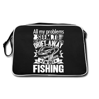 Fishing All My Problems Seem To Drift Away - Retro Bag - black/white - Back