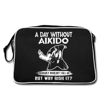 A Day Without Aikido - Retro Bag - black/white - Back