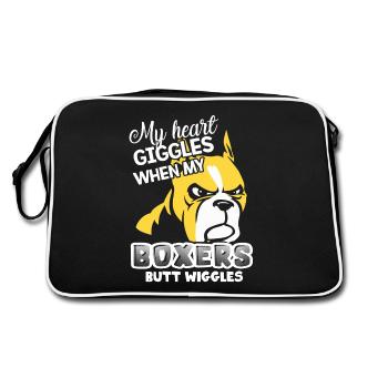 My Heart Giggles When My Boxers Butt Wiggles - Retro Bag - black/white - Back