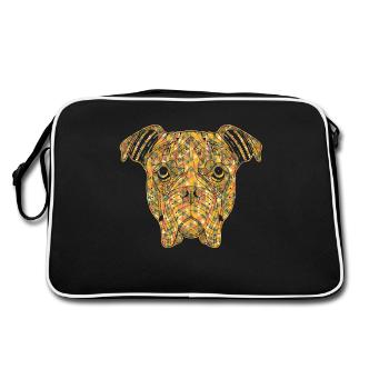 Boxer Dog Geometric - Retro Bag - black/white - Back