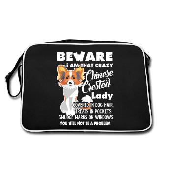 Chinese Crested Lady - Retro Bag - black/white - Back