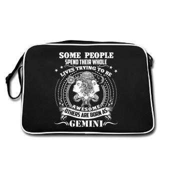 Gemini Born As Gemini Horoscope - Retro Bag - black/white - Back