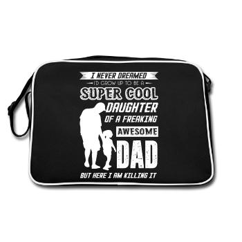 Grow Up To Be A Super Cool Daughter - Retro Bag - black/white - Back