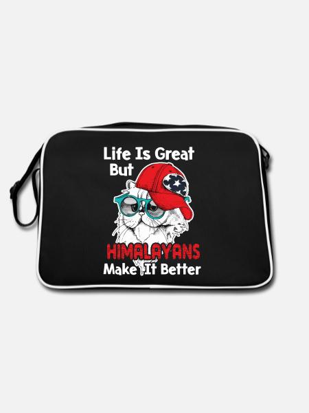 Life Is Great But Himalayan Cat Make It Better - Retro Bag - black/white - Back