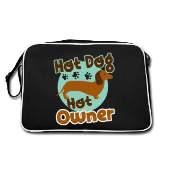 Hot Dachshund Hot Dog Hot Owner - Retro Bag - black/white - Back