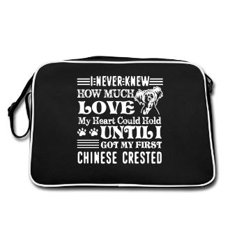Love Chinese Crested - Retro Bag - black/white - Back