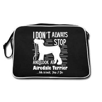 Look At Airedale Terrier - Retro Bag - black/white - Back